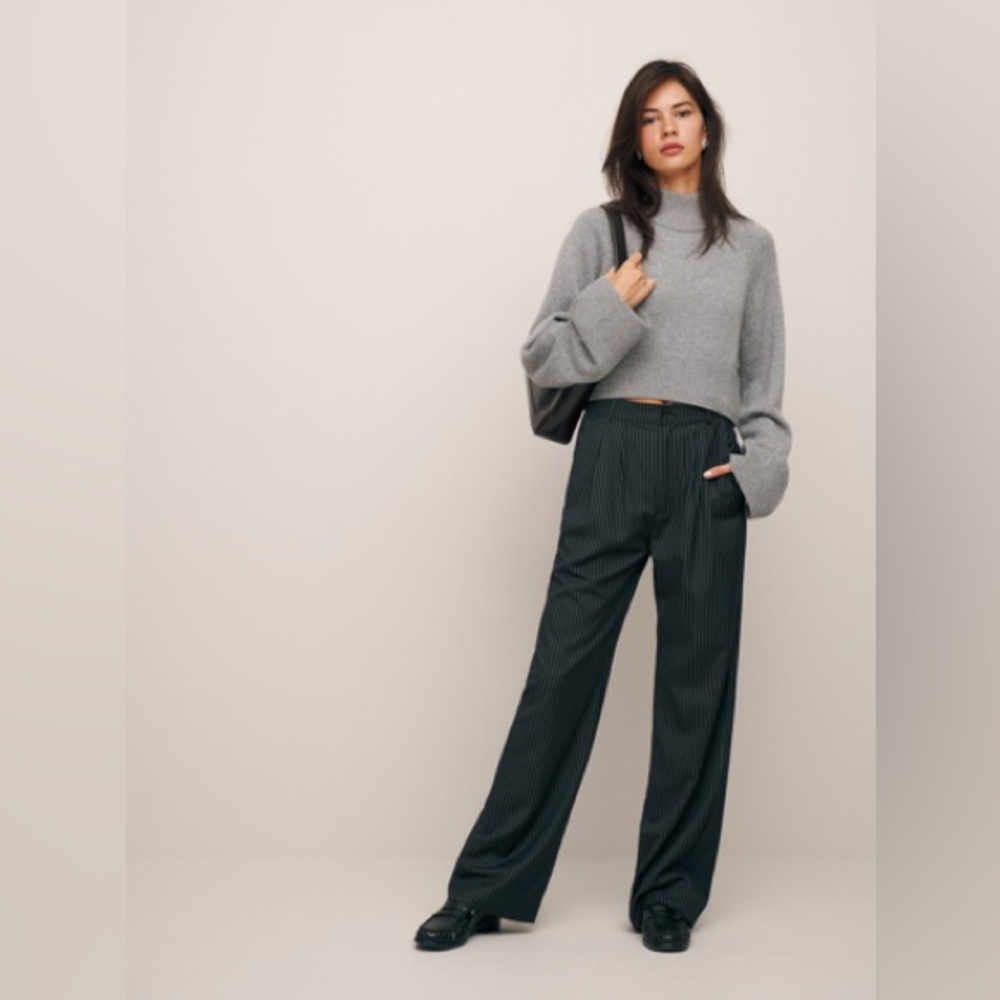 Reformation Mason Pant - Black & White Striped